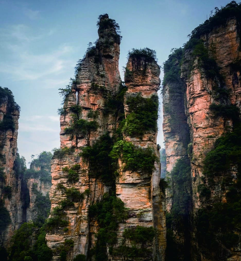 Couple's Reunion from Afar sandstone pillars